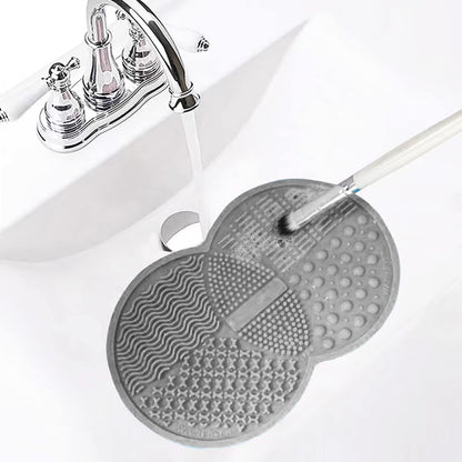 Silicone Makeup Brush & Sponge Cleaner - Cosmetic Brush Cleaning Mat, Suitable for Powder Puff (Gray)